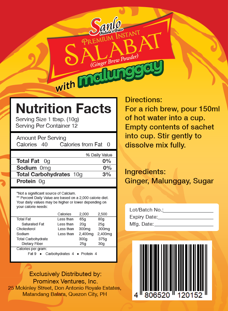 Sanlo Premium Instant Salabat (Ginger Brew) - Ang Masarap at Purong Salabat